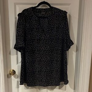 Black Polka Dot Women's Blouse by BloomChic in Size 18/20